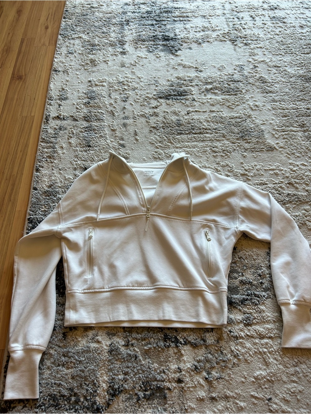 Old Navy White Half-Zip Cropped Pullover Hoodie